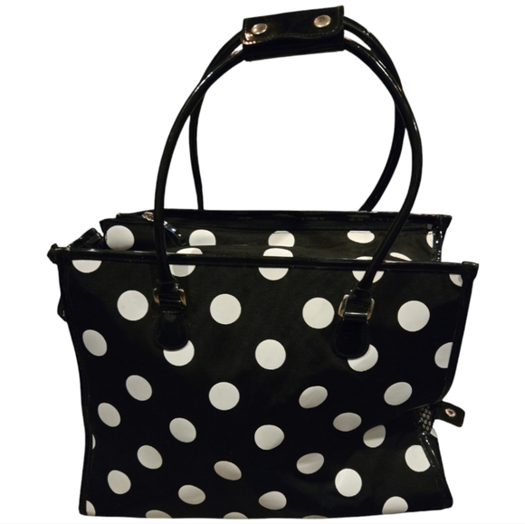 Small Dog Pet Carrier Polka Dot Black and White - Picture 7 of 7